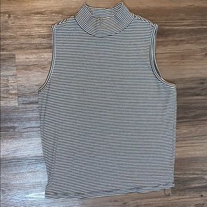 Striped High Neck sleveless top